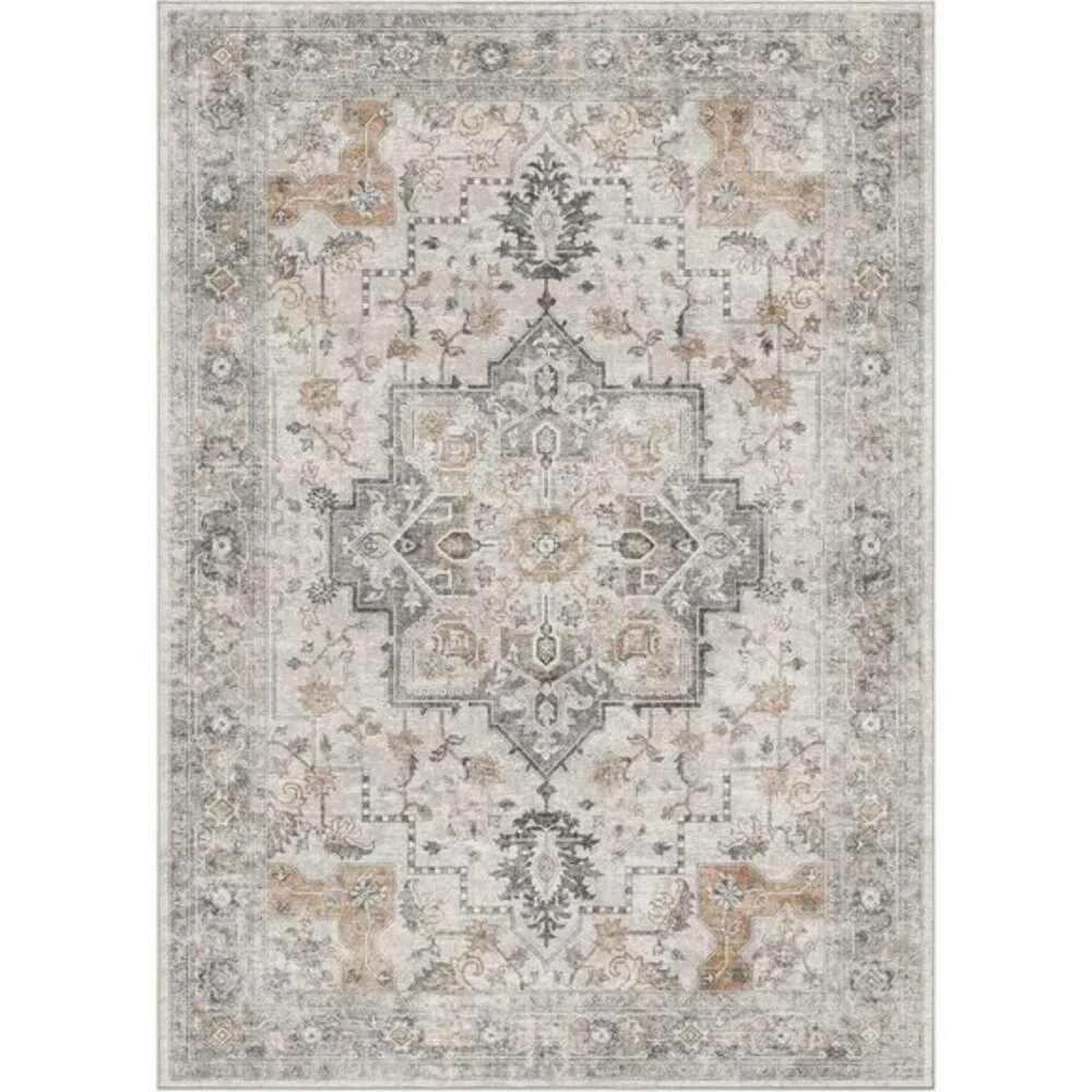New 5x7 Area Rug, Washable Non-Slip Vintage Chenille Carpet for Living Room